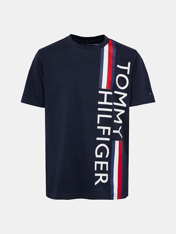 Fiú Tommy Hilfiger Big Kids’ Stripe Póló Sötétkék | HU 2243KOR